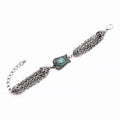 Bohemian Silver Alloy Rhinestone Flower Bracelet