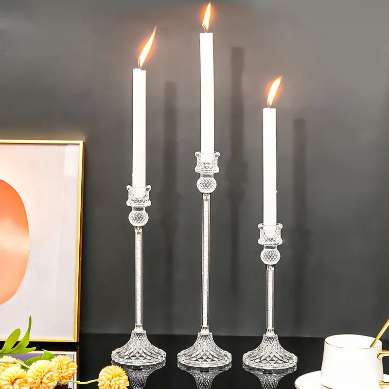 European-style Drill Stripe Candlestick Home Decoration Decoration Piece Wedding Romantic Candlelight Dinner Glass Candlestick