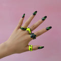 Hot Styles Colorful Handmade Oil Dripping Finger Rings Y2K Jewelry Yellow Black Chunky Open Enamel Ring for Women