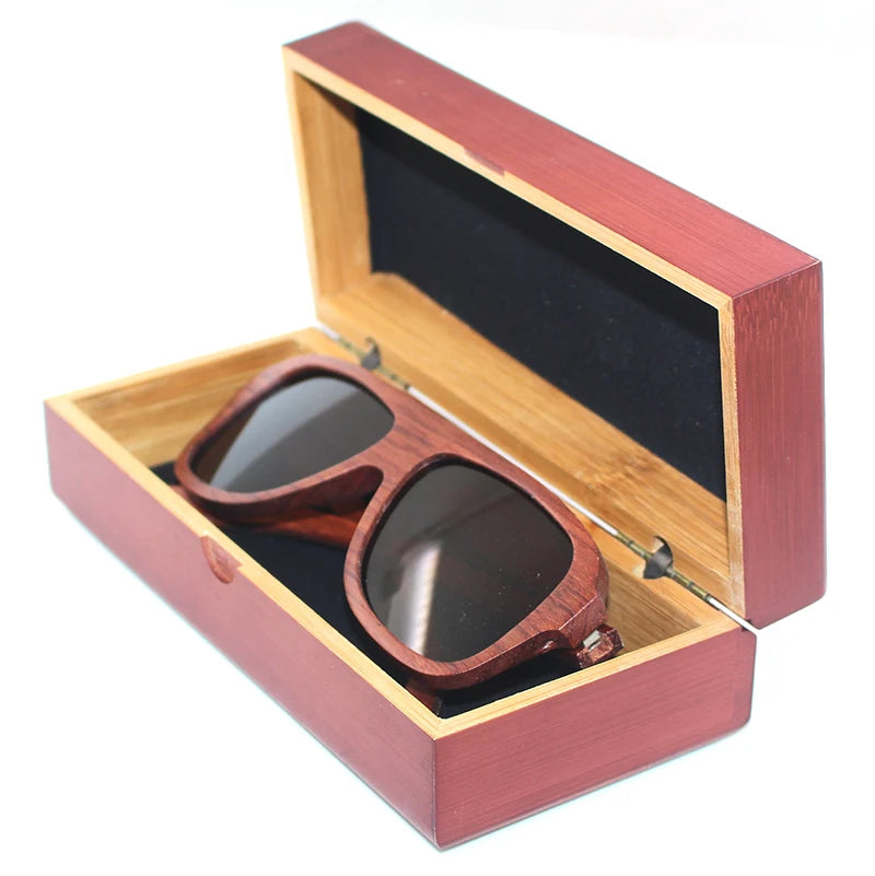 Natural Bamboo Wood Rectangular Sunglasses Case Gift Box 2025