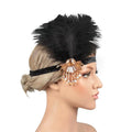 1920s Gatsby Masquerade  Headband Girl Gatsby Bachelorette Party Black Tiara Ball Set Feather Headband for Women