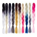 100% Pre-Stretched Dyed Non-Remy High Temperature Fiber Synthetic for Jumbo Braiding Extensions 24inch Single Weft
