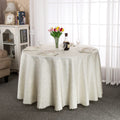 Beige Flower Pattern Embossed Round Table Cloth High Density Polyester Jacquard Tablecloth for Hotel Banquet Wedding Table Decor