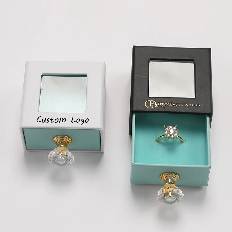 Luxury Custom Jewelry Packaging Gift Box with Sliding Drawers and Handle for Ring Bracelet Diamond Jewelry Storage