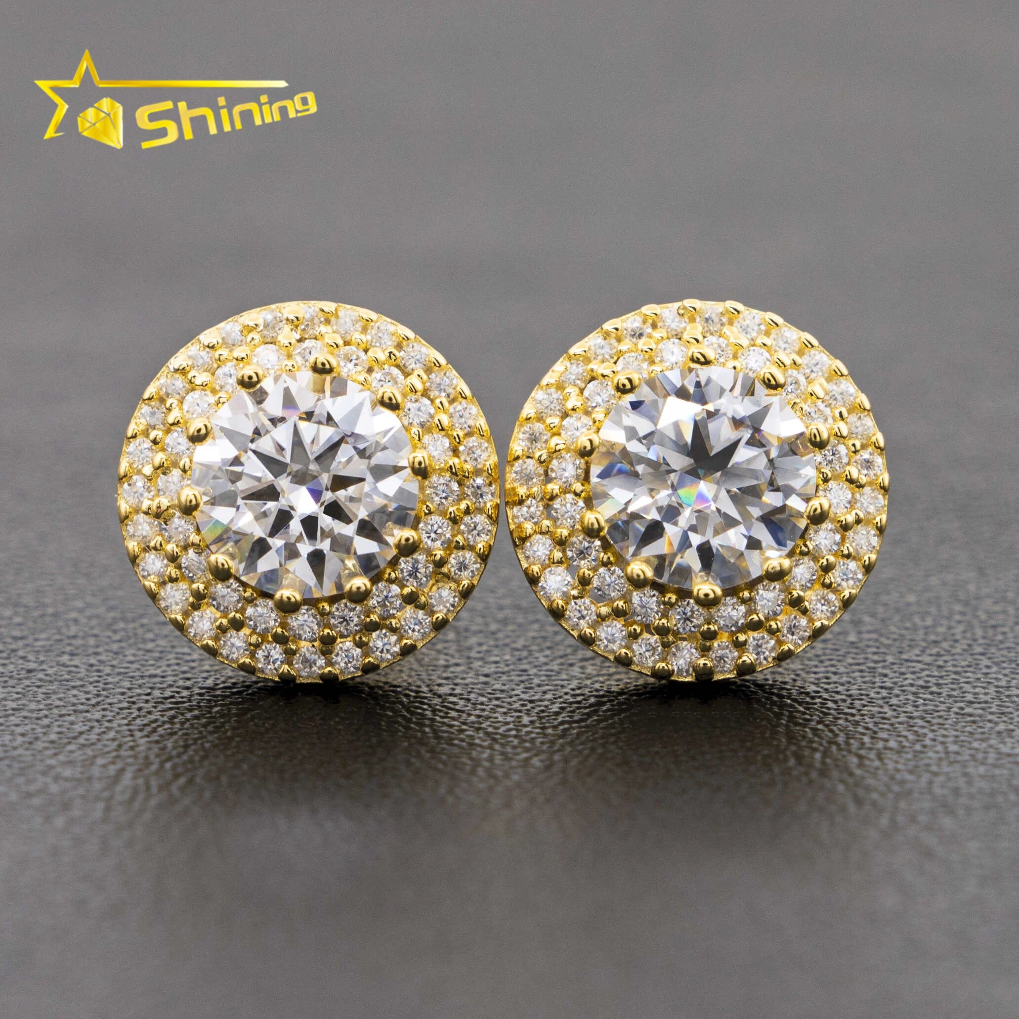 New Arrivals Bulk Stock Iced Out Man Stud Earrings Baguette Moissanite Diamond Screw Back Setting Hip Hop Stud Earring 925