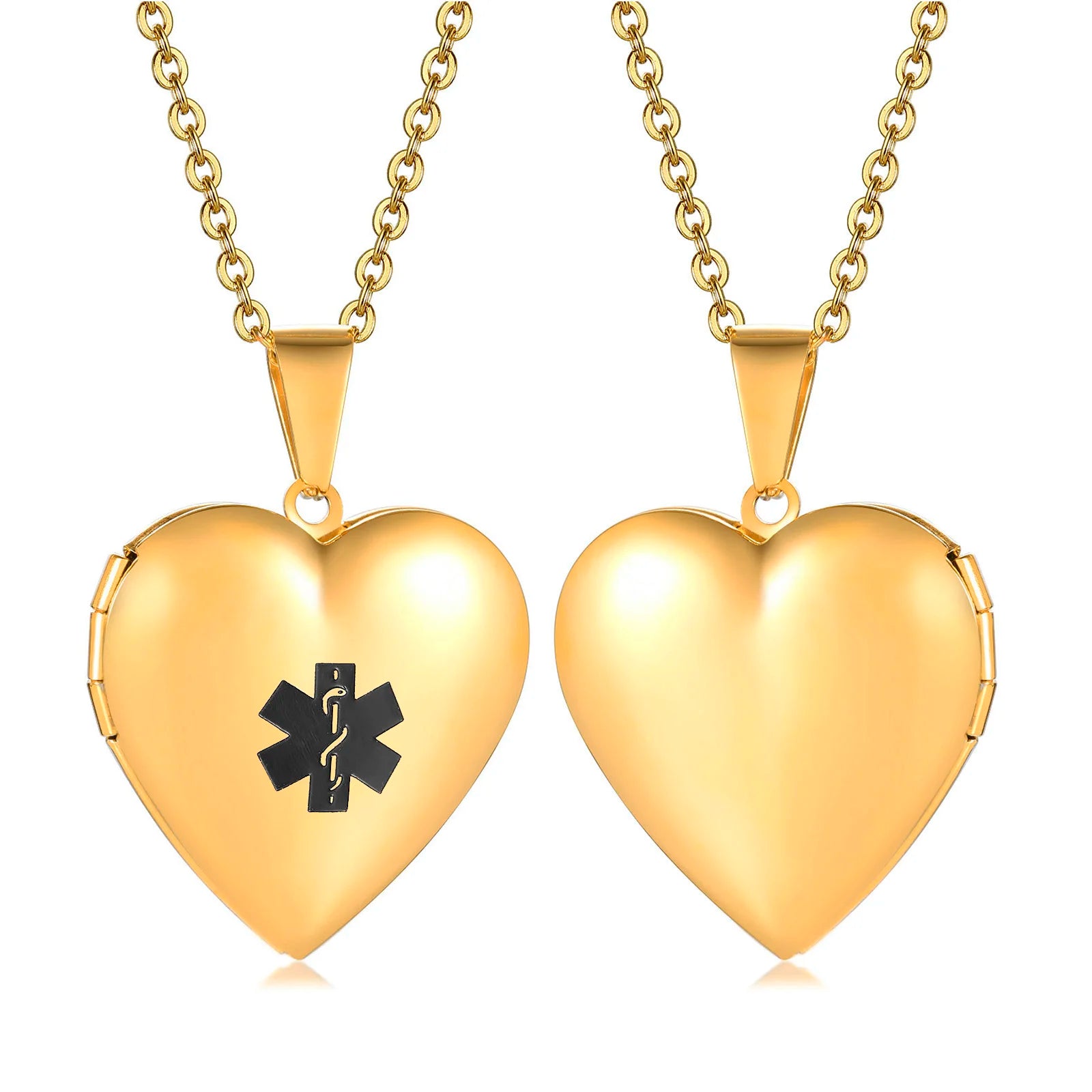 Wholesale Luxury Real Gold Plated Stainless Steel Heart Pendant Necklace for Women Romantic Style