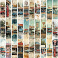 15CM 30PCS Vintage building car shabby gas station book mark