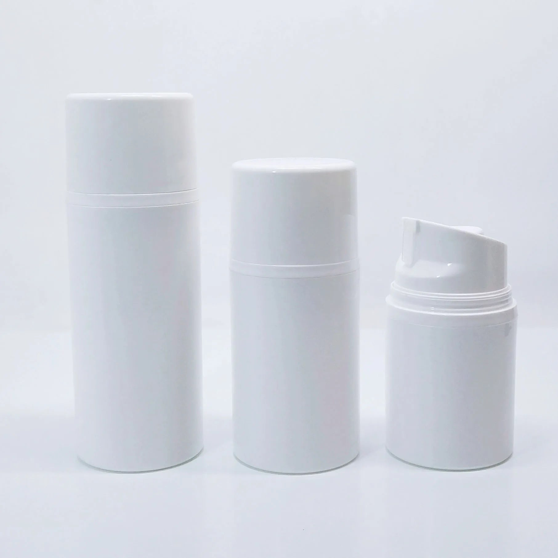 Cylindrical 5ML 10ML 15ML White PP Plastic Airless Pump Bottle With Snap Lotion Pump