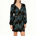 Elegant Long Sleeves Dress for Date Sequin Prom Dress Short Evening Dress for Women