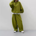 Long Sleeve Sweatshirt & Elastic Waist Casual Sports Pants Set Round Neck Letter Print on Knitting Fabric for Summer