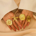 Hyperbole Stainless Steel Big Flower/Round/Starfish Rings for Women Trendy Ladies Finger Rings 2025 Females Fashion Hand Jewelry