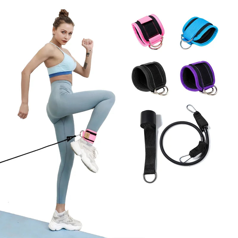 ZJFIT Customization Fitness Leg Hip Training Padded Double D Ring Ankle Cuffs Workouts Ankle Straps for Cable Machines