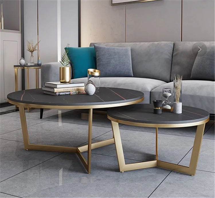Modern Farmhouse Design Marble Top Coffee Table Simple Luxurious Living Room Furniture Home Office School Dining Use Metal Iron