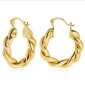 Boho Chic Stainless Steel Gold Plated Women's Jewelry Waterproof Chunky Thick Large Hoop Earrings Geometric Twisted Wedding Gift
