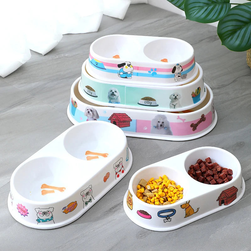 Customized Melanine Pet Bowl Double Dog Bowl Feeder Hundenapf Bol Pour Chien Ciotola Per Cani Melamine Pet Dog Double Bowl