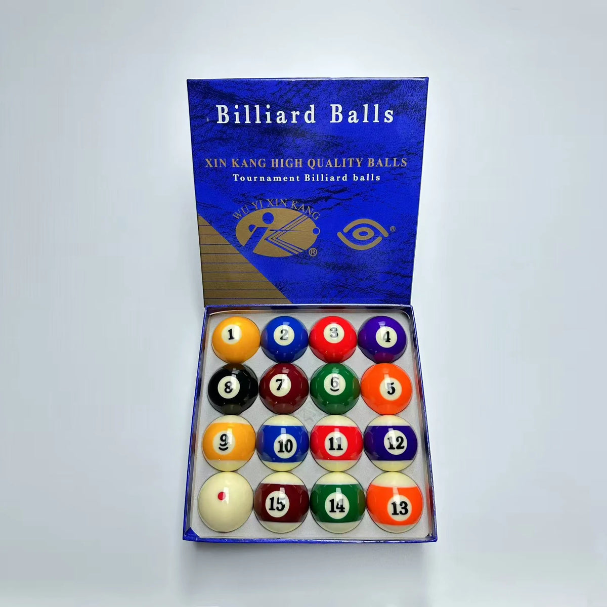 Hot Selling Xinkang 3A Quality Resin Billiard Balls 57.2mm Pool Ball of 16pcs/set with Red Dots MegaBDM