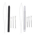 (1 Loop+3 Needles) 5 Sets/lot Loop Threader Pulling Needle Used With Hair Extension Pliers Micro Beads Tools Hook Needle Silver