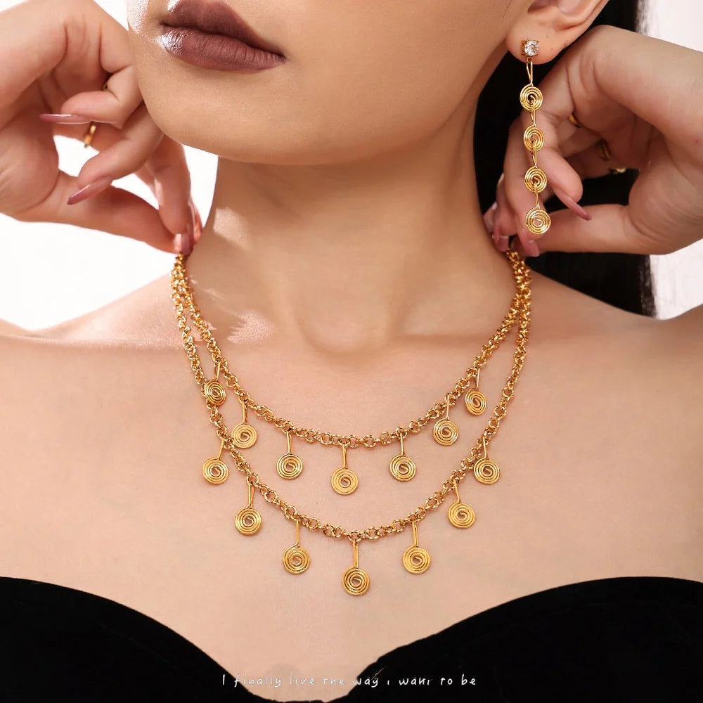 New Creative Thread Question Mark Tassel Earrings Necklace Anklet Set Stainless Steel Tarnish Free Waterproof Jewelry Gift