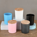 Empty 200ML Glass Colored Christmas Thick Wall Candle Vessels Holders Jars with Bamboo Lids and Box