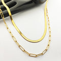 Snake Chain Cadena Acero Inoxidable Flat Snake Chain Necklace  Paper Clip Chain Double Layered Necklaces Accessoires Bijoux