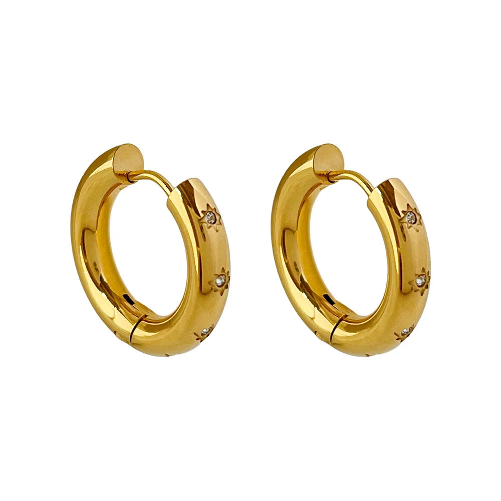 Cross-Border Female All Matching Zircon Stud Earring Base Stainless Steel Buckle Huggie Earring Findings for Jewelry Making