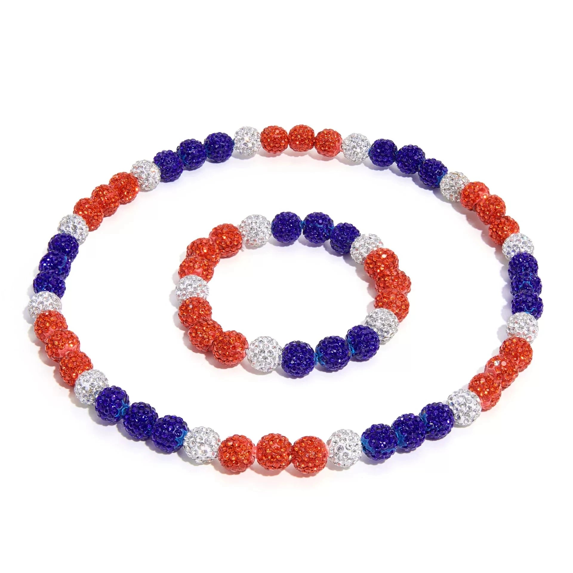 Factory Wholesale New 2pcs Set 10mm Bling Rhinestone Drip Chain Beaded Baseball Necklace Bracelet Set for Men Women