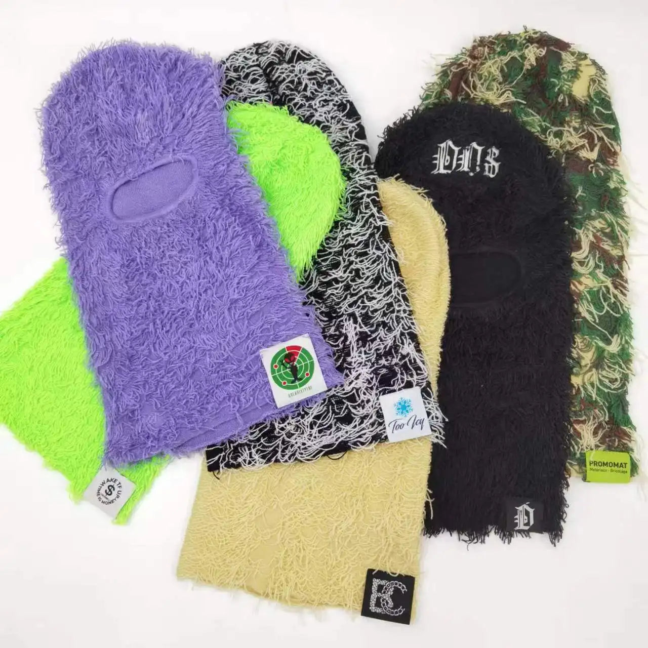 Wholesale Distressed Balaclava Ski Masks Custom logo Designer Winter Knit Camo Ski Mask