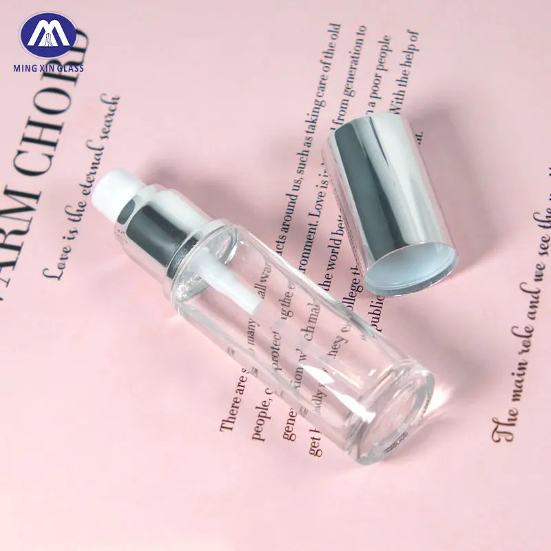 30ml Transparent Round Glass Perfume Bottle Skincare Fine Mist Spray Refillable Screen Printing Carton Packed
