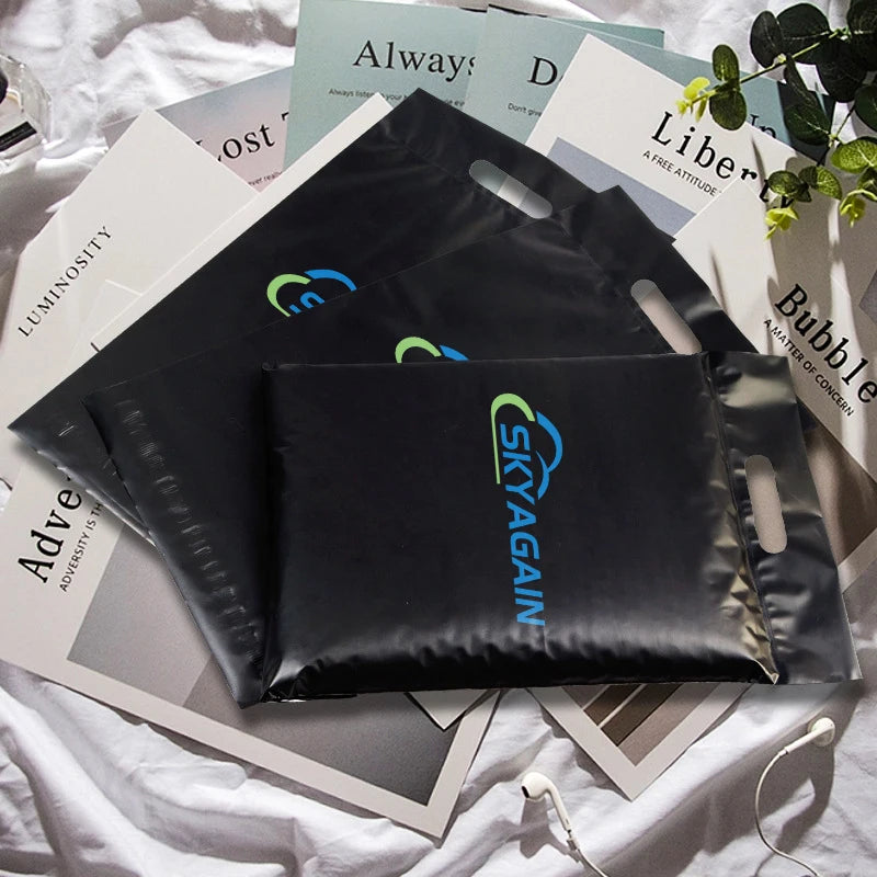 Ready Ship Black for Poly Mailer Custom Packaging Plastic Bags Mailing Bag Handle for Clothing Shoes Teal Free Sample Shipping