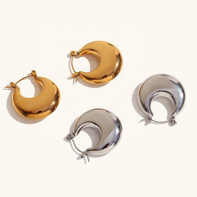 Dingran 2023 New Trendy Minimalist Earrings Waterproof Non Tarnish Hollow Earrings 18k Gold Plated Hoop Earrings