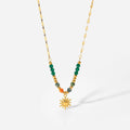 Fashion Ins Zircon Pendant Charm Necklace French Retro Style Silver Plated Stainless Steel Geometric Sun Pendant Collar Women's