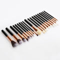 Professional 20-Piece Makeup Brush Set Black Gold Wood Handles Synthetic Hair Face Eye Makeup Includes Concealer Shaving Brush