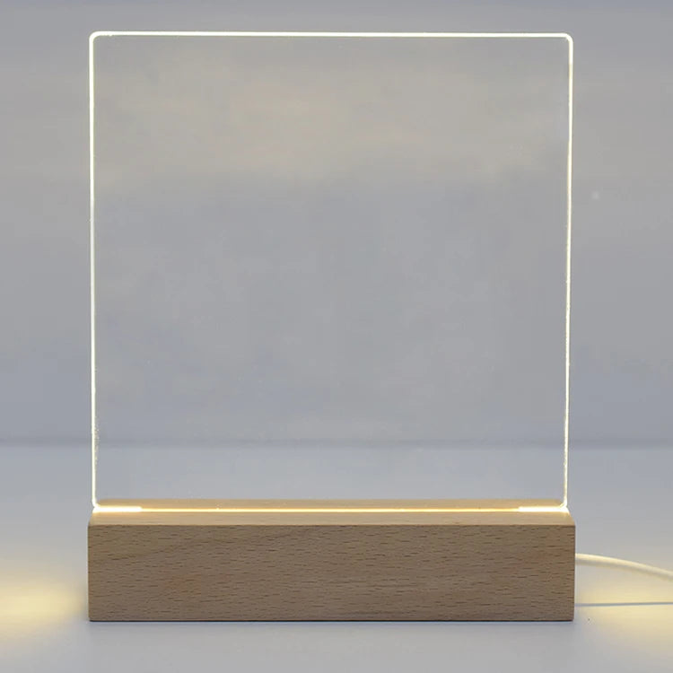 Hot Selling Beech USB Rectangular Night Light Wooden Led Light Bases for Acrylic