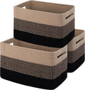 QJMAX Eco-friendly Modern Woven Storage Baskets with Cotton Rope for Living Room Organization-Space Solution for Toys & Towels