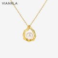 VIANRLA Necklace 925 Sterling Silver Bird's Nest Pendant Pearl 18k Gold Plating Necklace Dainty Jewelry