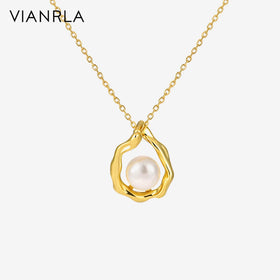 VIANRLA Necklace 925 Sterling Silver Bird's Nest Pendant Pearl 18k Gold Plating Necklace Dainty Jewelry