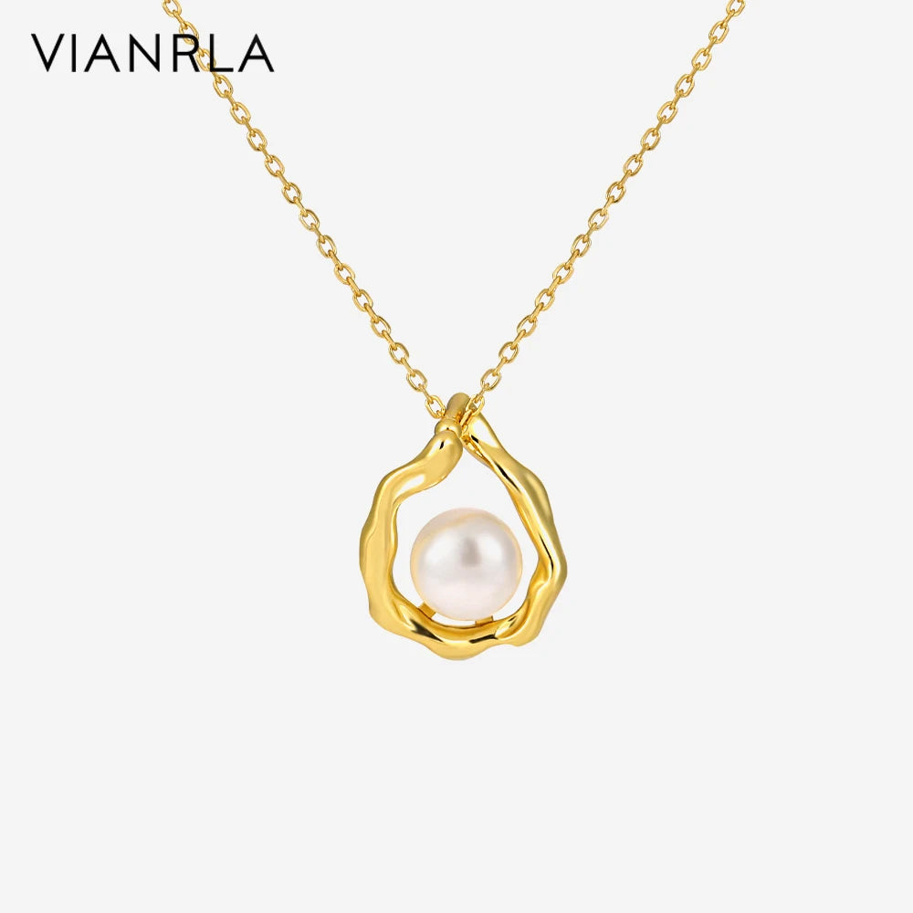 VIANRLA Necklace 925 Sterling Silver Bird's Nest Pendant Pearl 18k Gold Plating Necklace Dainty Jewelry