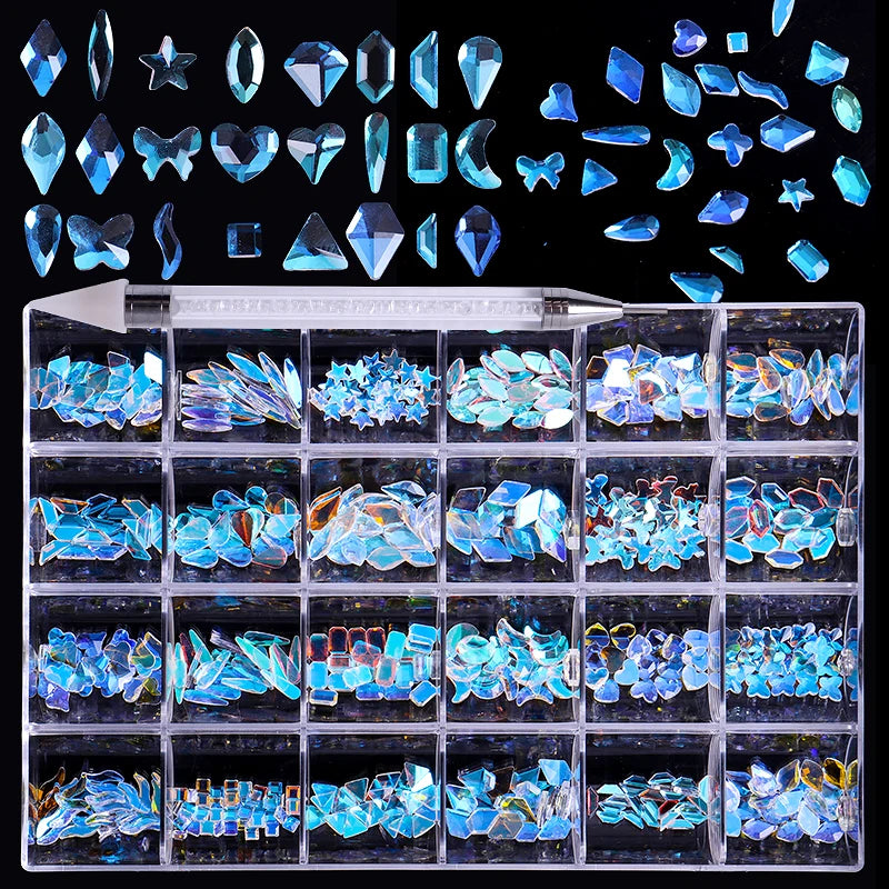 Nail Supplies 3D Laser Nail Rhinestones AB Flat Back Butterfly Crystal Nail Art Accessories