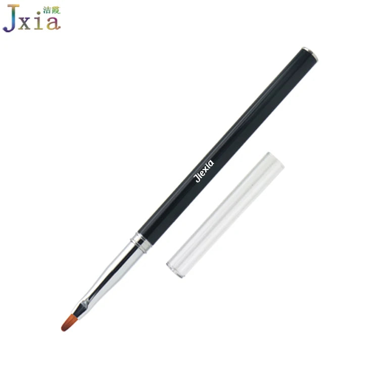 Custom Logo Rose Gold Metal Handle Design  UV Gel Painting Tools Nail Art Oval Brushes