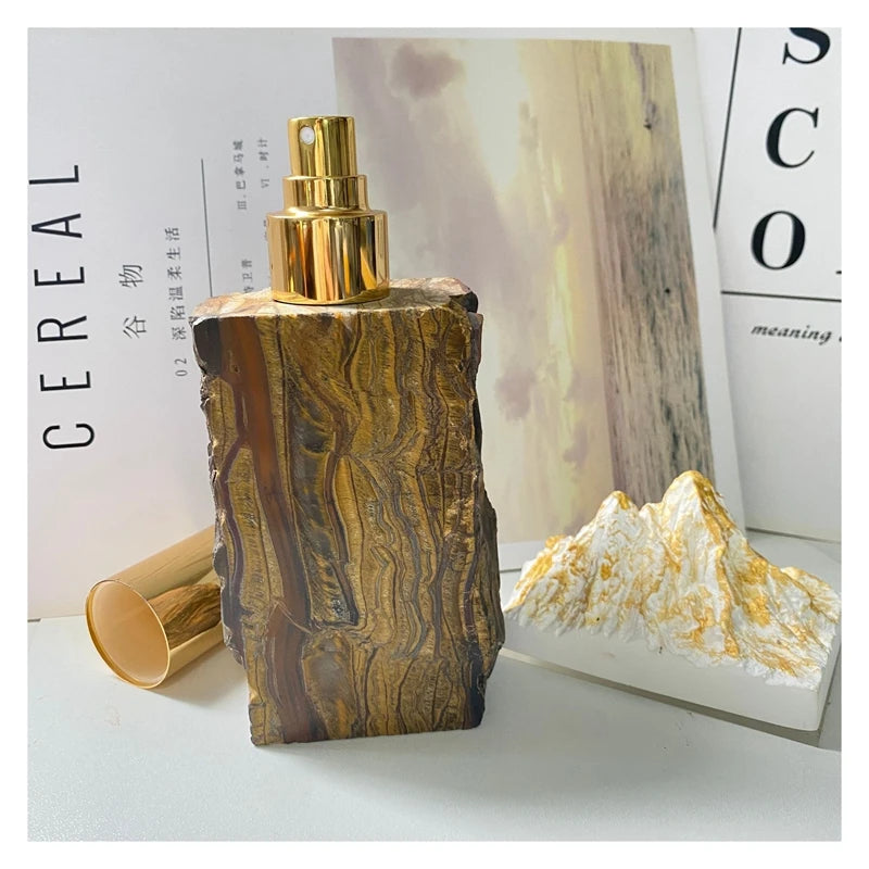 Home Decoration 100% Natural Tiger Eye Gemstone Crystal Luxury Perfume Spray Bottle