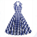 Plaid Print Y2K Summer Dresses for Women V-neck Sleeveless A-Line Swing Washable Zippers 1950s 60s Vintage Party Dress