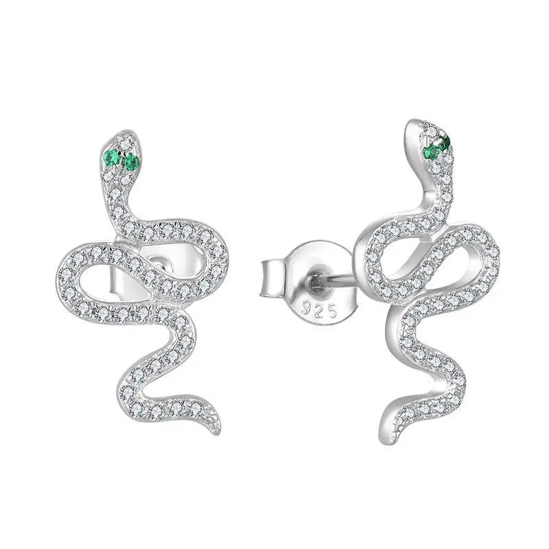 Real Fashion 925 Sterling Silver Luxury Line Snake Stud Earrings for Women Party Charm Fine Jewelry