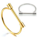 Zhongzhe Jewelry D Shape Bar Screw Bracelets Stainless Steel Shackle Horseshoe Buckle Bracelet Novelty Fashion Bangle Bracelet
