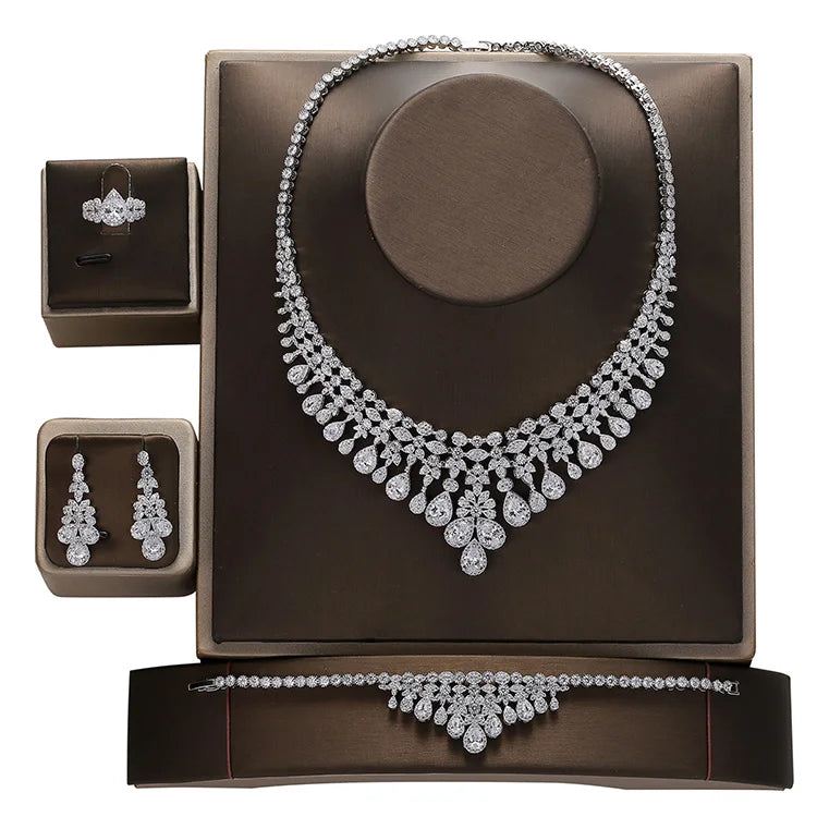 Jewelry Set Fashion Luxury Zirconia Necklace Bracelet Earrings Ring Wedding 4pcs Jewelry Sets Exquisite Set CN1795 Bisuteria