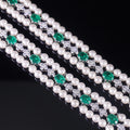 AB067 Abiding Exquisite Imitated White Pearl Emerald White Quartz 925 Silver 3 Row Tennis Bracelet for Ladies at Best Price