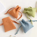 Unique Velvet Fabric Recyclable Jewelry Flip Pouch Bag with Drawstring Closure for Necklace and Earrings Small Bundle