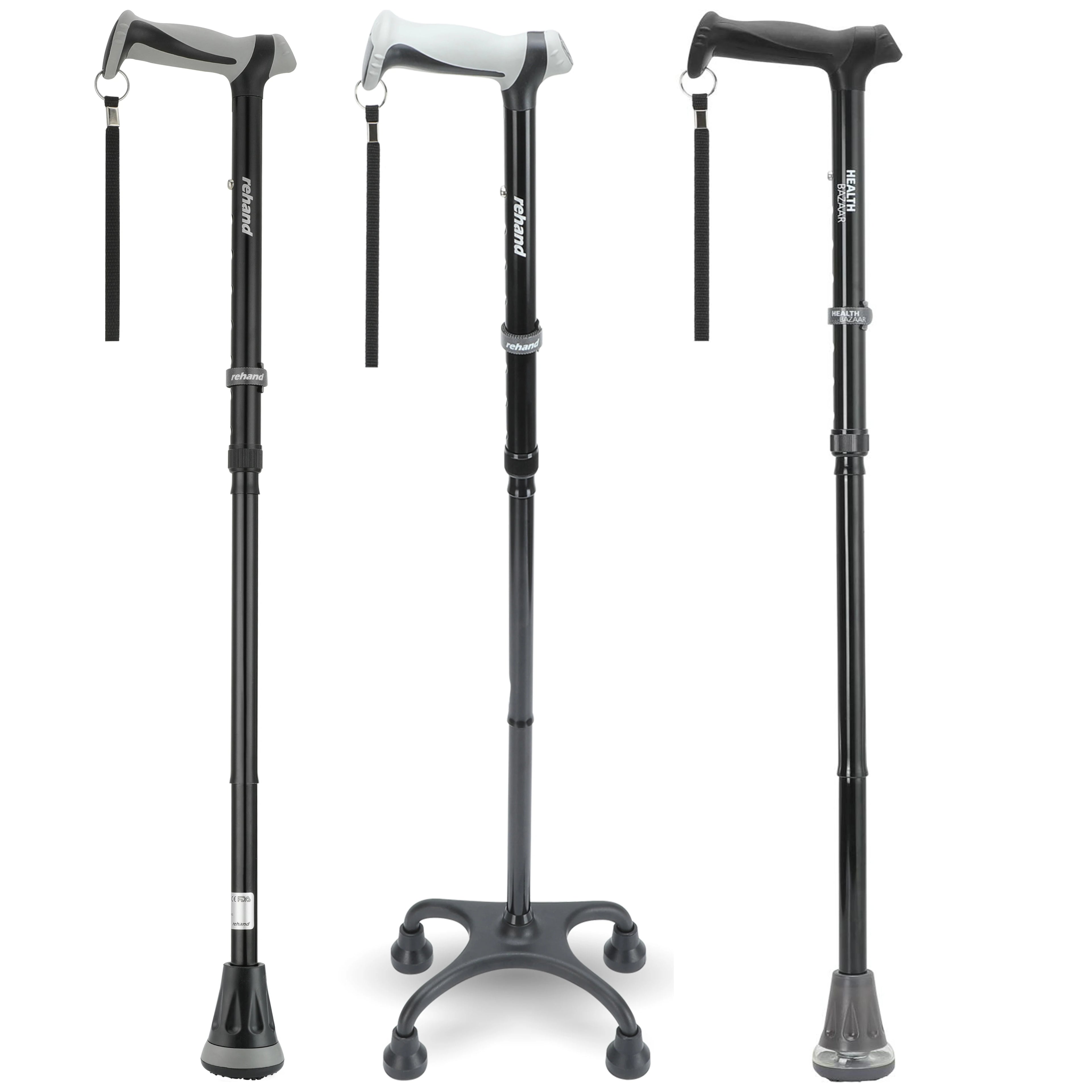 Rehand Foldable Aluminum Walking Cane Adjustable 78-96cm Lightweight & Portable Multi-Use Hand Walking Stick