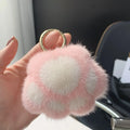 Hot Selling Kawaii Bear Paw Pattern Keychain Toys Cute Cat-Pad Catpad Plush Rex Rabbit Fur Pom Pom Woven Technique Anime Style
