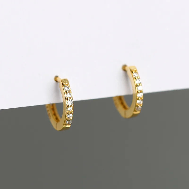 2025 Fashion Jewelry 925 Sterling Silver Classic Zircon Round Gold Plated Hoop Earrings for Women