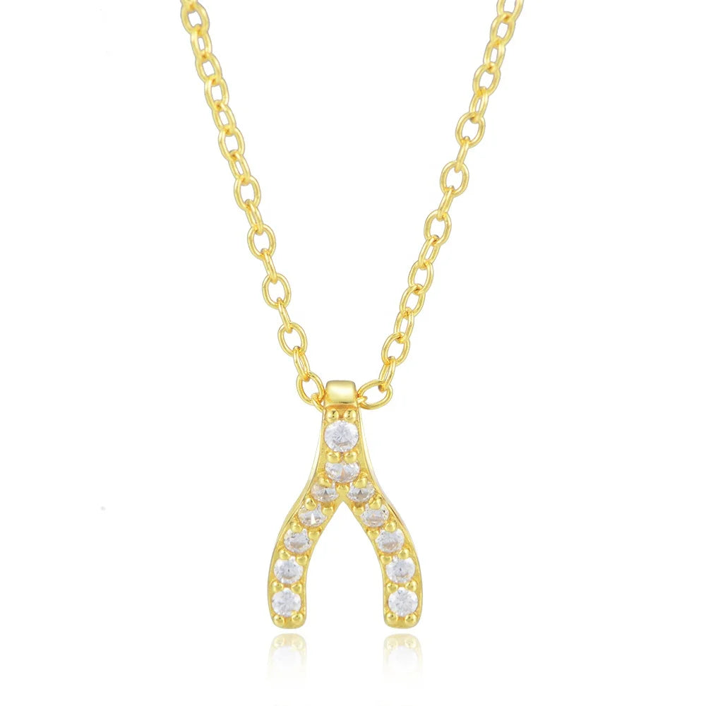 PEISHANG Fashion Letter Y Charm Herringbone Chain  Zircon S925 Sterling Silver Tree Branch Pendant Necklaces Jewelry for Women
